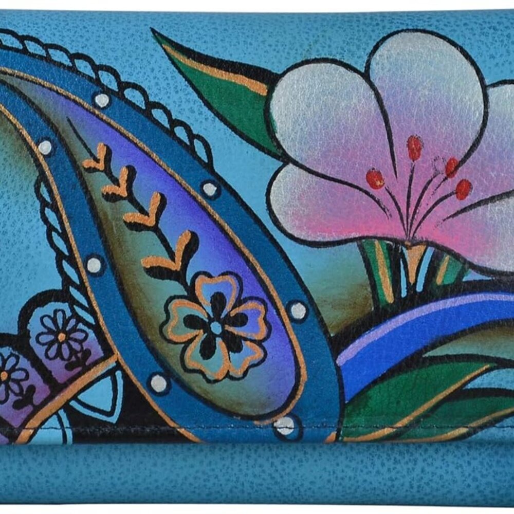 Women's Hand Painted Genuine Leather Multi Pocket Wallet